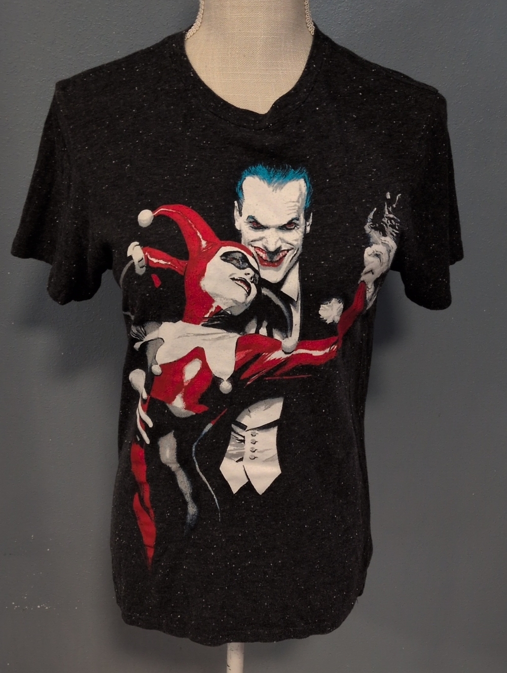 Batman Joker Harley Quinn Babydoll Style Distressed Cotton Blend Top Retro Movie